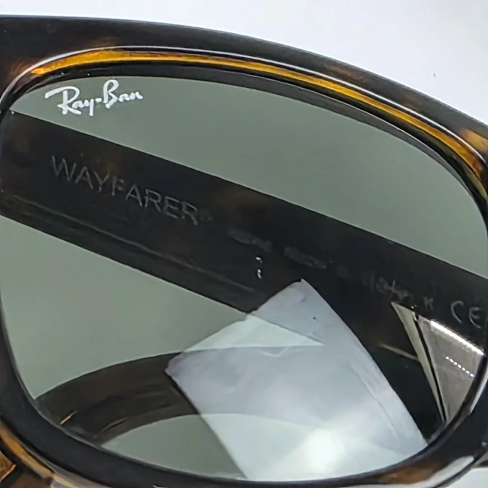 Ray-Ban RB4340 Wayfarer Sunglasses Mens 50-22 Brown Green Tinted Square Italy